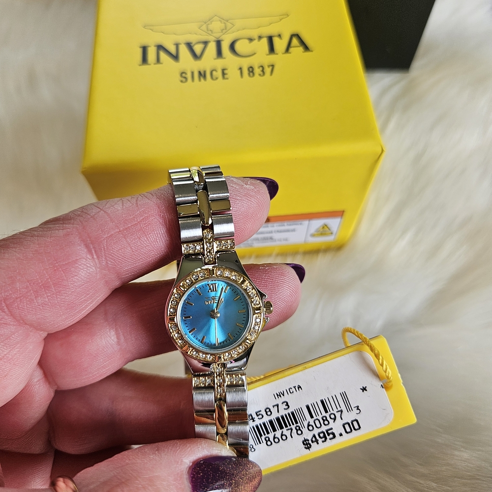 Invicta Women's Gold and Silver Gemstone Watch Blue Dial